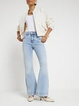 River Island Petite High Waisted Flared Jeans - Light Blue, Light Blue, Size 6, Inside Leg Xshort, Women