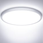 NIBSHOOM Plafonnier LED, 24W Luminaire Plafonnier Étanche IP44 Blanc Froid 6500K 2400LM, Lampe LED Chambre, Plafonnier Rond de 30cm Pour Chambre à Coucher Salle De Bain Salon Cuisine Bureau