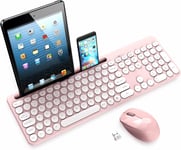 Ensemble clavier et souris sans fil,clavier d'ordinateur ergonomique USB et souris sans fil silencieuse,ordinateur de bureau/Mac OSO,rose