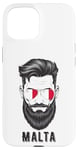 Coque pour iPhone 15 Visage de l'homme maltais, fierté de Malte, drapeau patriotique de Malte