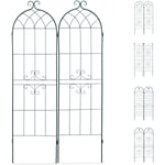 Treillis jardin fer set de 2 clôture plante grimpante grille fleurs arceau rosier 180 x 50 cm e, vert foncé - Relaxdays