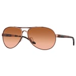 Oakley Feedback Sunglasses Rose Gold V50 Frame Brown Gradient Lens