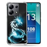 Cokitec Coque Renforcée Shatterproof pour Xiaomi Redmi Note 13 4G Fantastique Dragon Bleu