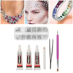 Rhinestones Lim Kit Kristall Glas Rhinestones Lim Gel Kit för DIY Kläder Tyg Skor Smycken Tillverkning Nagelkonst White