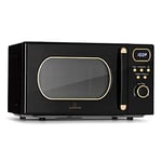 Klarstein Four Micro-onde Gril Multifonction 800W, Design Vintage en Acier Inoxydable, Grand Intérieur 20L, Smart Microwave, Plaque Décongélation, Facile à Utiliser