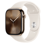 Apple Watch Series 10 (GPS + Cellular) • Titanboett guld, 46 mm • Sportband stjärnglans – S/M