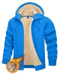 TACVASEN Mens Zip Up Hoodie Fleece Lined Hoodies Sweatshirts Winter Sherpa Fleece Jackets with Pockets Azure,XXL