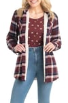 Legendary Whitetails Women's Open Country Flannel Shacket Sherpa Lined Plaid Fleece Shirt Jacket Ladies Western Clothing Coat, Merlot Plaid, S