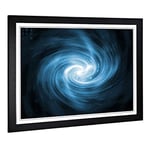 Big Box Art Framed Print of Blue Abstract Fractal (7) Design | Wall Art Picture | Home Decor for Kitchen, Living, Dining Room, Bedroom, Hallway, Office, Black, A2 / 24.5x18 Inch / 62x45cm