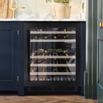 Caple Wi6135BS 60cm Black Steel Undercounter Dual Zone Wine Cooler