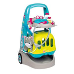 Smoby - Chariot Vétérinaire - 1 Peluche Chaton + Mallette - 9 Accessoires - Dès 3 Ans - Fabriqué en France - 340402 Bleu