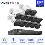 ANNKE 16CH Système de sécurité vidéo réseau Super HD PoE 5MP 12 caméras style A – sans disque dur