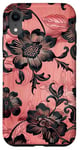 Coque pour iPhone XR Rose Art Déco Floral Dentelle Noir Motif Vintage