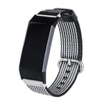 Fitbit Charge 3 fashion buckle kello vaihtoranneke - Musta / Valkoinen Monivärinen