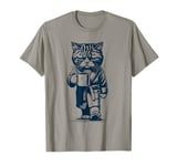 Tired Cat with Coffee Mug - Early Grumpy Mornings T-Shirt