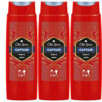 Old Spice Captain Shower Gel & Shampoo 2 In 1 250ML x 3