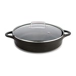 Valira Black - Cocotte Basse Premium de 32 cm fabriqué en Espagne, en Fonte d'aluminium avec Anti-adhérent écologique renforcé, apte pour l'induction