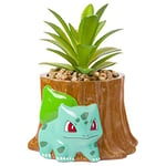 Silver Buffalo Pokemon Bulbasaur Tree Stump Mini Decorative Artificial Faux Greenery Plant in Ceramic