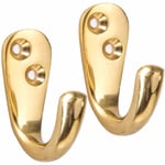 2x SOLID BRASS ROBE HOOK 50mm Hat/Coat/Clothes Towel Wall Door Hanger Pair Set