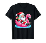 Santa Flamingo Floatie Beach Funny Christmas in July Summer T-Shirt