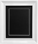 Scandi Vintage White Picture Photo frame with Black Mount and Backing Board 60 x 80 cm for Pic Size 50 x 70 cm