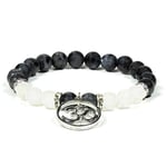 Bracelet Labradorite/White Agate With Ohm -- 8 Mm