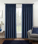 Enhanced Living Velvet Navy Thermal 100% Blackout Curtains with Tape Top - 46 x 72 Inch (117 x 183cm) - Supersoft Energy Saving & Noise Reducing Curtains for Living Room & Bedroom.