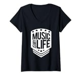 Womens Music Is My Life Sounds Listening Melody Beats Vibes Lover V-Neck T-Shirt