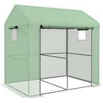 Outsunny - Serre de jardin 2,8 m² porte zippée 2 fenêtres acier pe vert