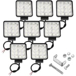 8PCS 48W Phare de Travail Carre a Leds dc 12V 24V Quad Camion Bateau Tracteur Offroad Imperméable - Hengda