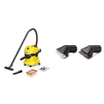 Bundle of Kärcher WD 4 16282030, Wet and Dry Vacuum Cleaner, Yellow, 1000 W, 20 litres + Kärcher 2.863-221.0 Suction Brush Set