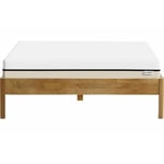 Ensemble lit 160x200 en chêne massif Aina + Matelas Hybride à ressorts ensachés et mémoire de forme - Spring Elite