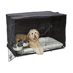 MidWest Homes for Pets - Kit Cage pour chiens iCrate 121,92 cm, modèle amélioré, double porte, comprenant une cage pour chien, un lit pour animal domestique, Noir