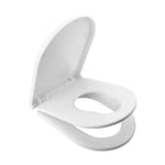 Ibergrif M41001-2 D Shape Family Toilet Seat, White Soft Close Toilet Seat with Child Seat Built in, Removable Potty Training Toilet Seat, 360 Degree Adjustable Hinges