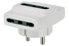 Vimar RI.00324B Adaptateur multiple SICURY 250 V~, blanc - max 1500 W - fiche 2P+T 16 A standards allemand/français - trois Bprises 2P+T 16 A standard italien type P17/11