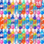 46Pcs Pop Keyring It Fidget Toys Pack Party Bag Fillers for 46pcs 