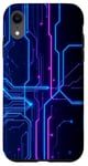 Coque pour iPhone XR Design de lignes de carte mère avec des lumières étonnantes