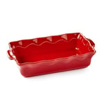 ESPRIT DE CUISINE - Plat À Four Rectangulaire En Céramique - Poignées ergonomiques - Résistant Aux Rayures - Facile À Nettoyer - Made In France - 4,5 L - 41 x 25 x 8 cm Extérieur - Rouge Saveurs