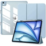 TiMOVO Coque pour Nouvel iPad Air 13 Pouces (M2) 2024 avec Porte-Stylet, Étui Fine Mise en Sommeil/Réveil Auto, Housse Arrière Transparente avec Support pour iPad Air 13, Bleu Ciel