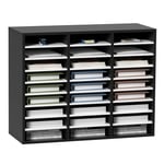 VEVOR Organisateur de Bureau en Bois 80x30,5x63 cm, Trieur de Fichiers à 27 Compartiments, Meuble à Courrier en MDF, Étagères Amovibles, Classeur pour Papiers Magazines Bureau École, Noir et Blanc