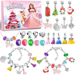 iZoeL Calendrier de l'Avent Bijoux Calendrier de l'Avent Fille Calendrier de l'Avent Enfant Calendrier de l'Avent Princesse - 24 Perles Bricolage Breloques 2 Bracelet 1 Collier pour Fille Nièce Sœur