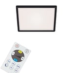 Briloner Leuchten - Panneau LED, plafonnier à intensité variable, plafonnier avec rétro-éclairage, télécommande, 18 W, 2400 lm, blanc/noir, 293 x 293 x 28 mm (L x l x h)