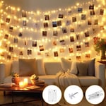 btfarm 150 LED Photo Clip String Lights with Timer, 15M Photo Peg Fairy Lights with 60 Clips Battery Powered Hanging String Photo Frame Light for Bedroom Birthday Wedding Party Decor-Warm White