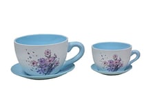 Mimbre Natural Deux Set De Deux Pot De Fleurs Céramique Lilas (33×25.5×16)