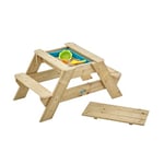 TP Toys 285 Wooden Picnic Table Pit Ages 3+ | for Sand, Water and Sensory Play | Arts and Crafts, Kids Garden Furniture and Outdoor Dining, 102 x 61.5 x 49.5 Centimeters