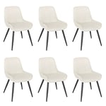 WOLTU Lot de 6 Chaises de Salle à Manger, Chaises Relaxantes en Velours, Chaises Scandinaves Ergonomiques avec Dossier pour Salon, Salle de séjour, Cuisine, Chambre à Coucher,crème Blanc, BH331cm-6