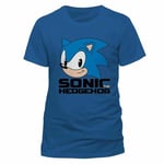 Men's Classic Sonic The Hedgehog Head Blue Crew Neck T-shirt