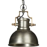 Relaxdays - Lampe à suspension style industriel HxlxP 130 x 21 x 21 cm abat-jour forme de cloche métal luminaire, gris argenté