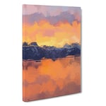 Big Box Art Sunshine Over The Mountains in Abstract Canvas Wall Art Framed Picture Print, 30 x 20 Inch (76 x 50 cm), Orange, Red, Lavender, Blue