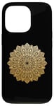 Coque pour iPhone 13 Pro Mandala doré pour yoga, méditation, spirituel, bouddhiste, joli et mignon